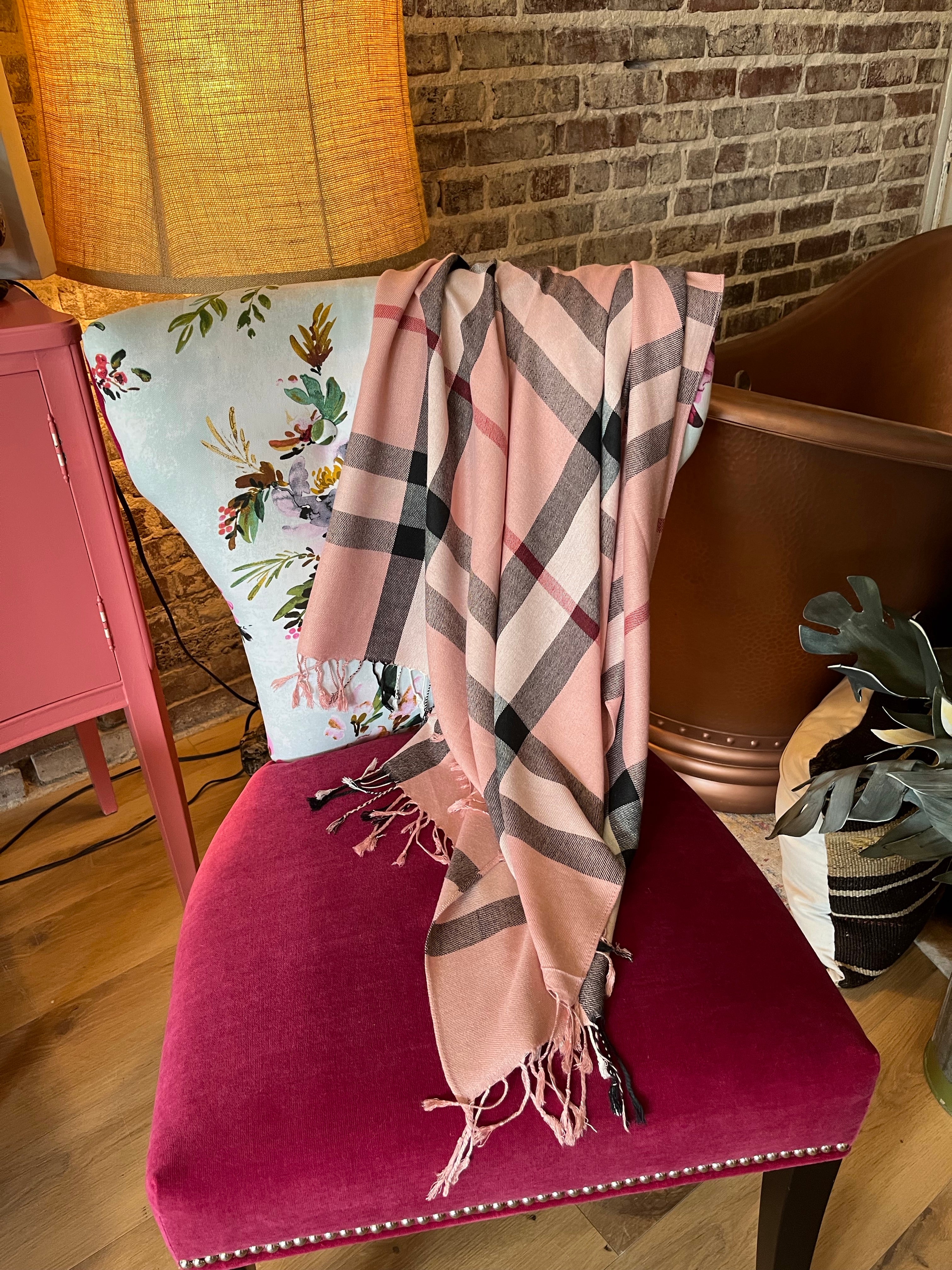 Pink Check Scarf