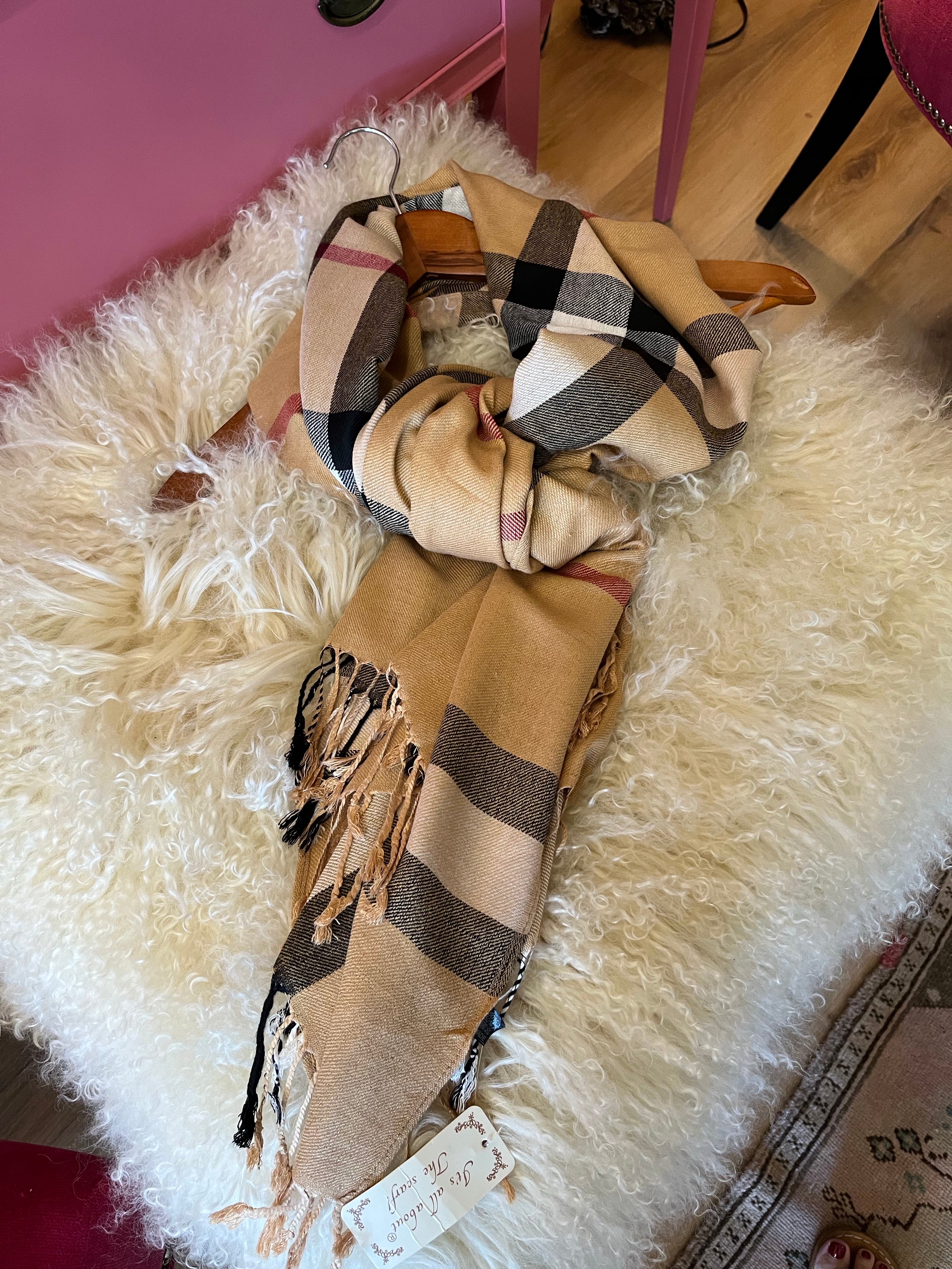 Brown Check Scarf