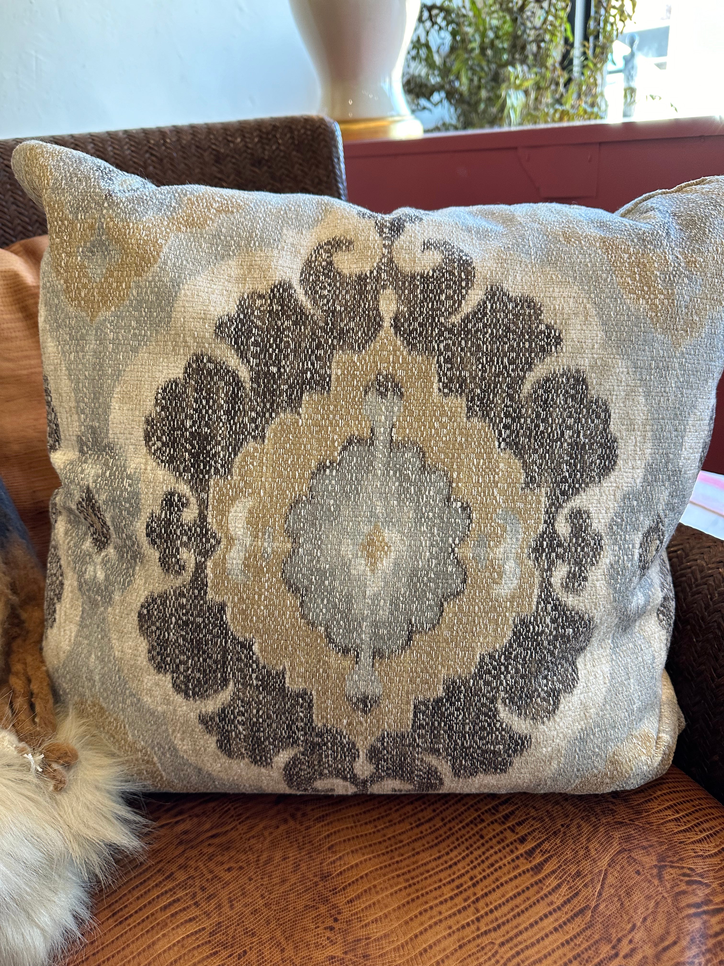 Gray and Gold Medallion Pillow
