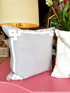Gray with Cream Ribbon Pillow