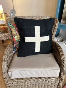 Swiss Cross Pillow Black and Cream