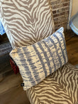 Blue and White Print Pillow