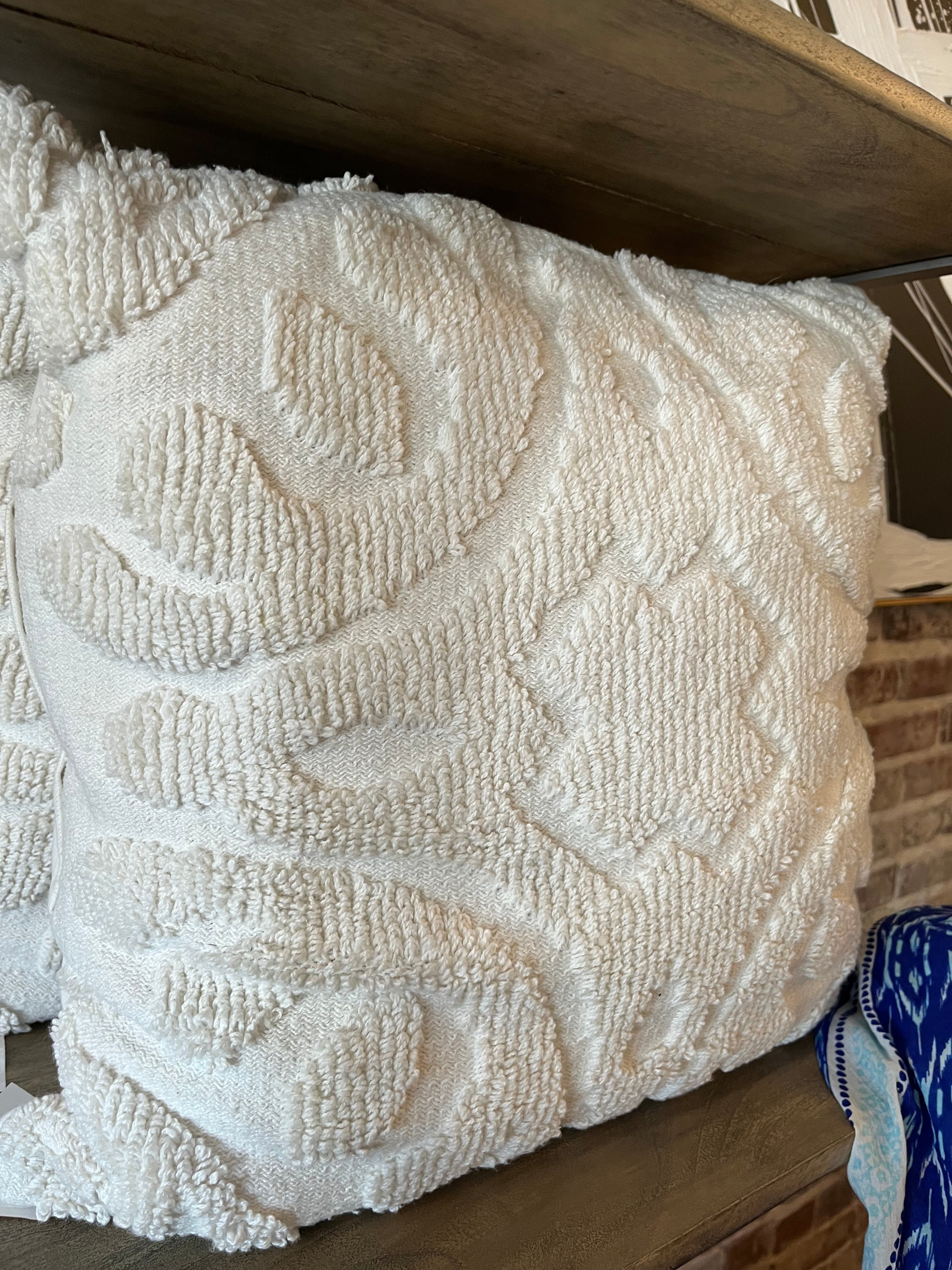 White Cut Chenille Pillow