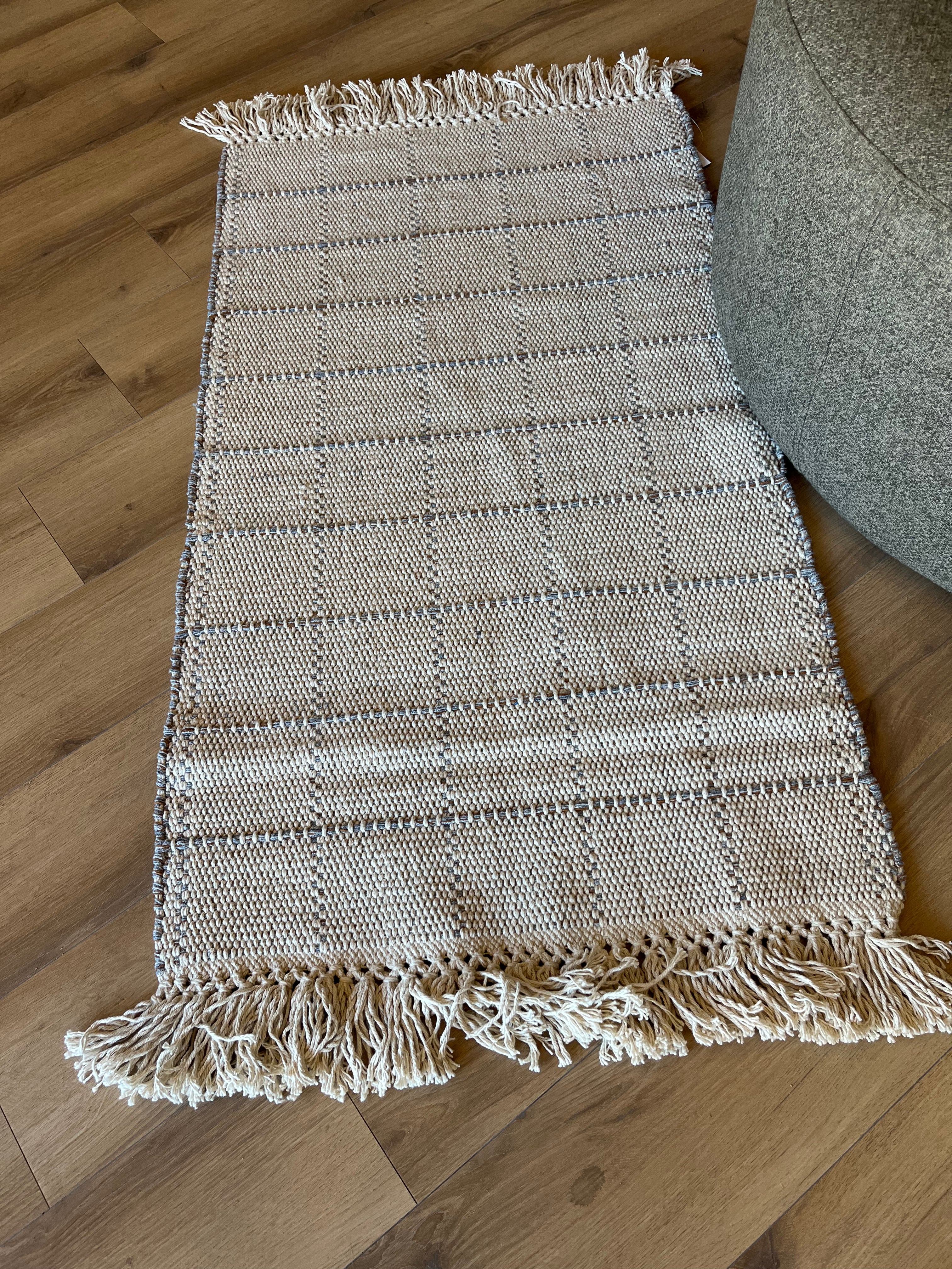 Gray and Cream Woven Rug