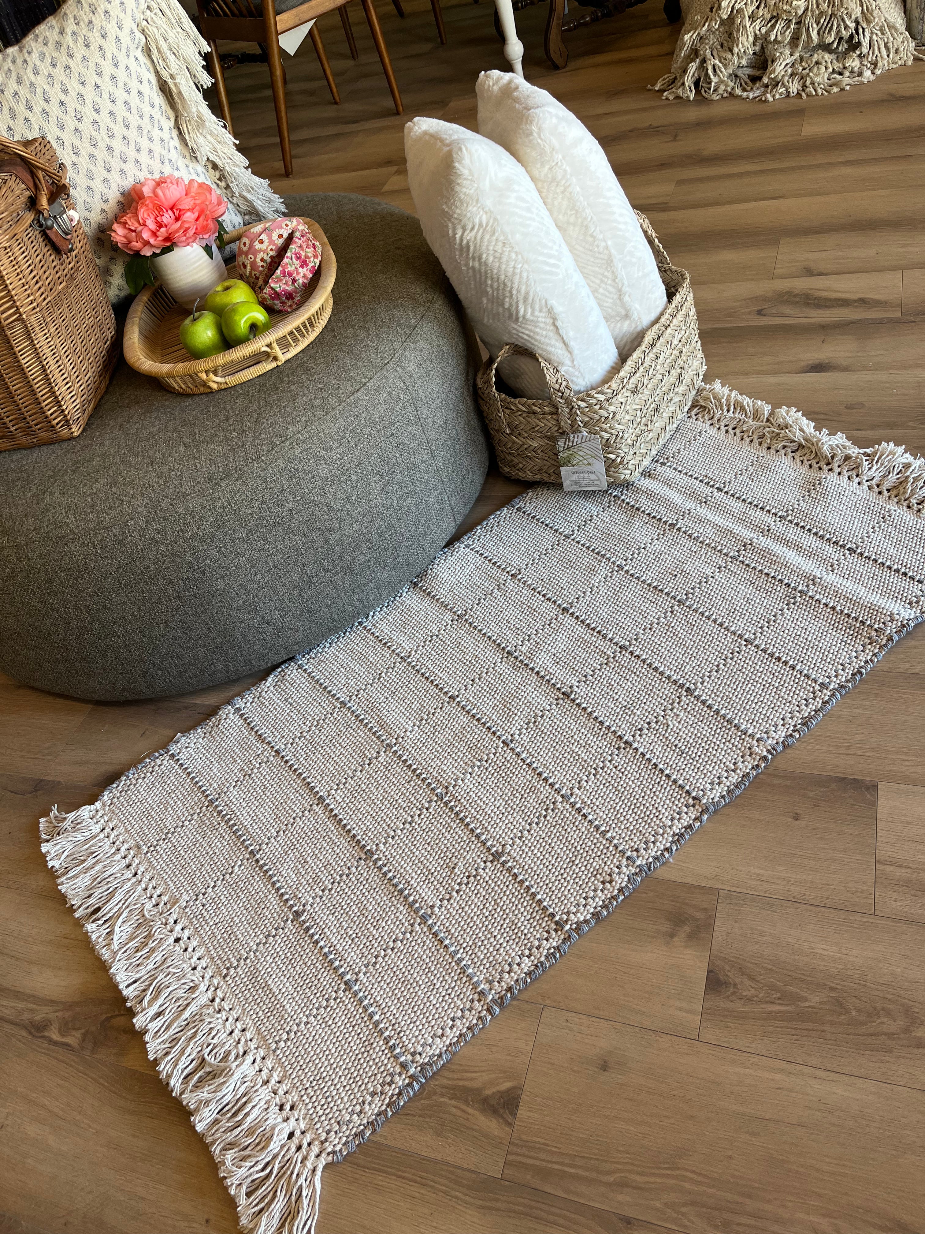 Gray and Cream Woven Rug