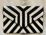Geometric Black and White Clutch Bag
