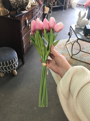 13.5 inch Pink Real Touch Mini Tulips Bundle