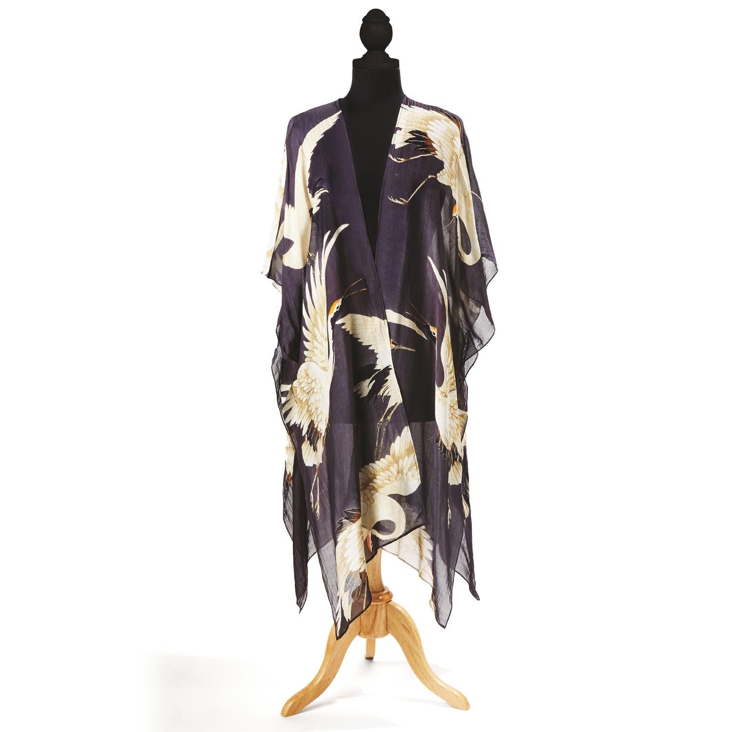 Heron Charcoal Long Kimono