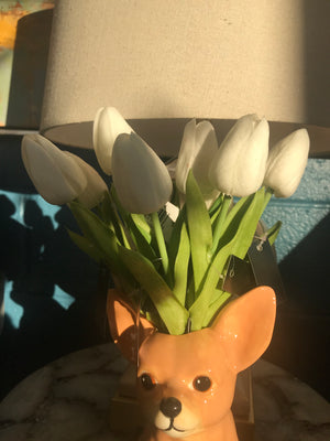 10.5 Inch White Tulips