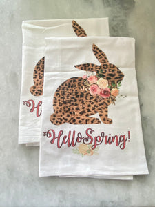 Hello Spring Leopard Tea Towel
