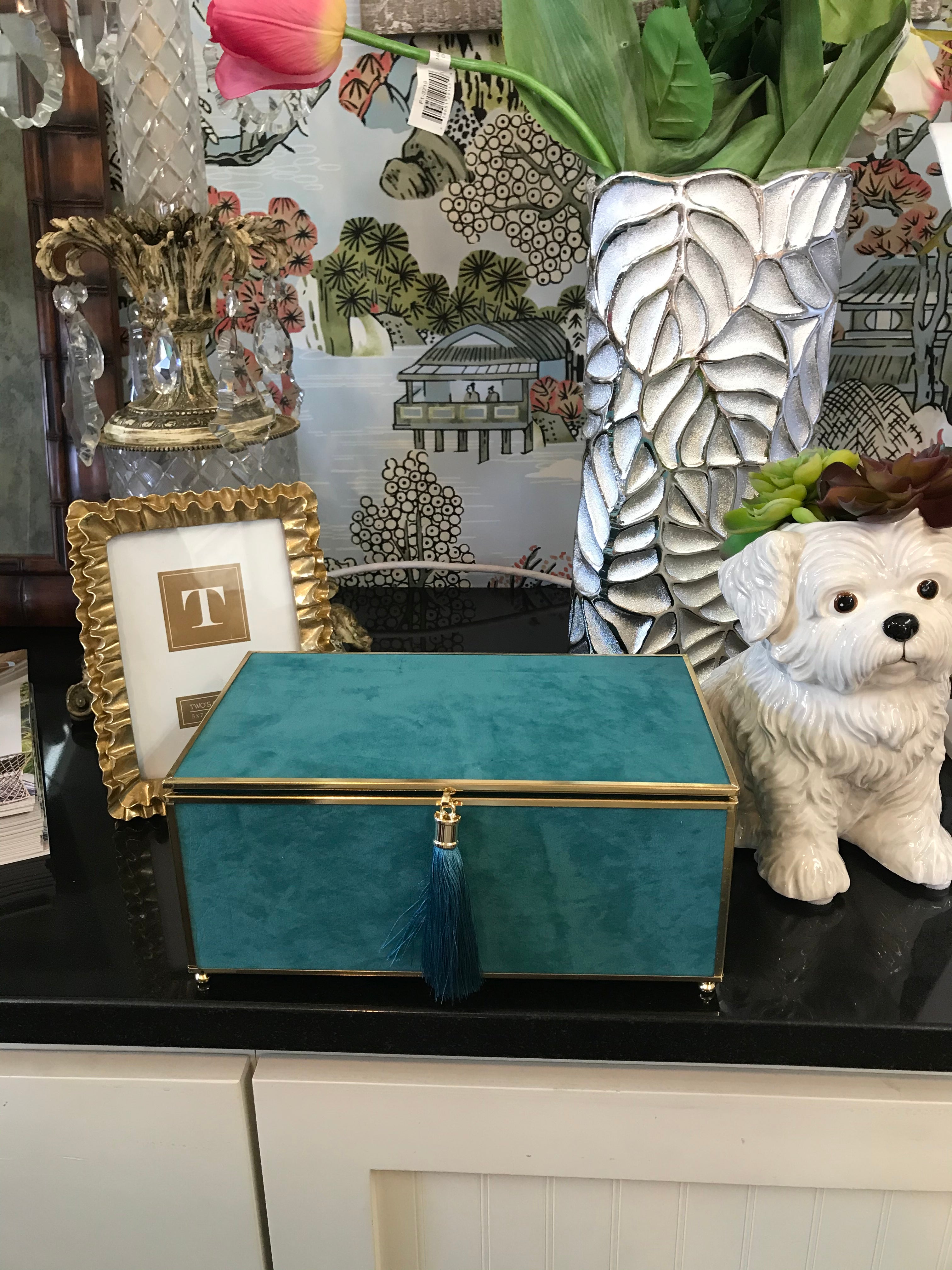 Large Turquoise Velvet Box
