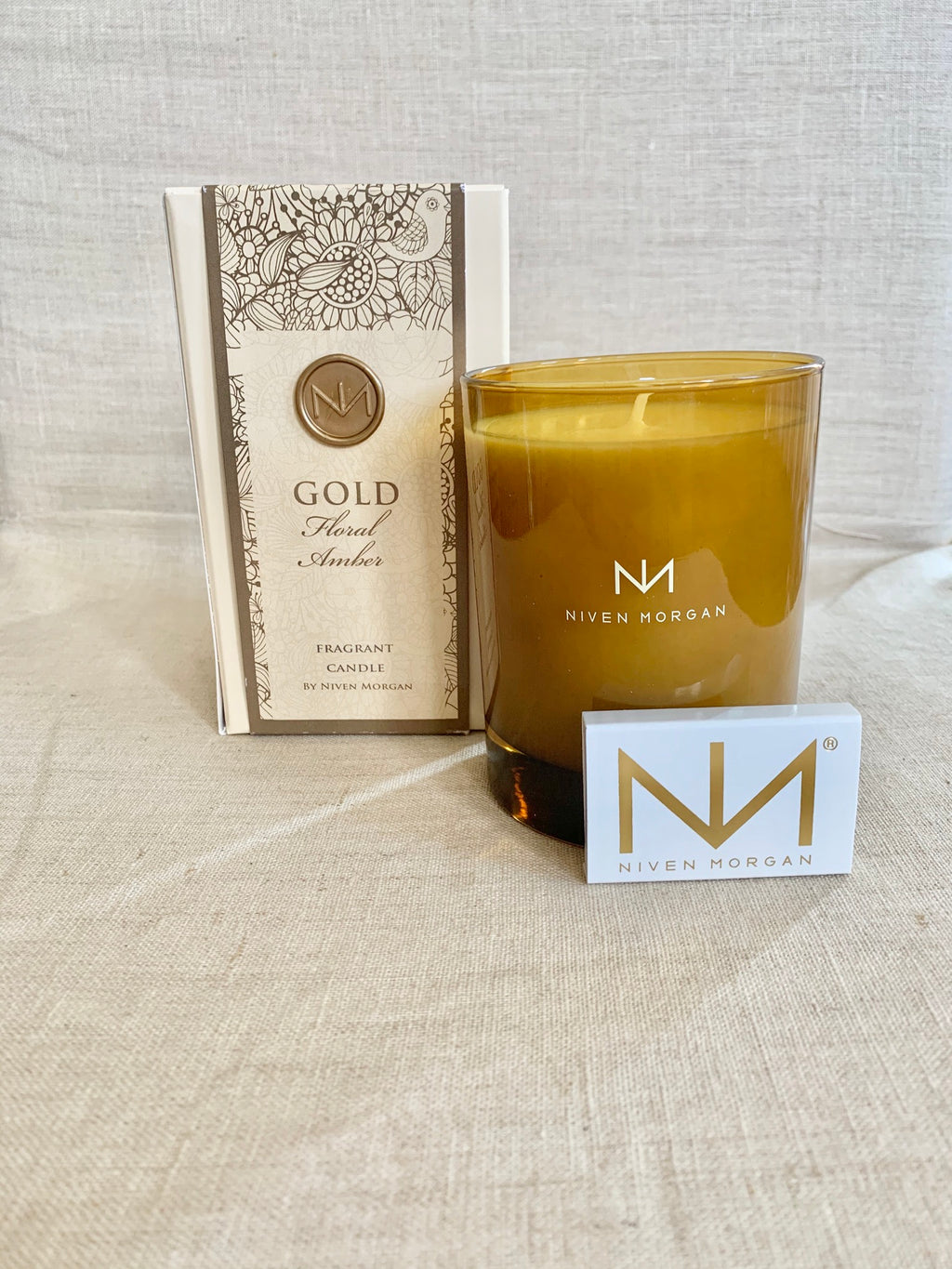 Niven Morgan Gold Floral Amber Candle