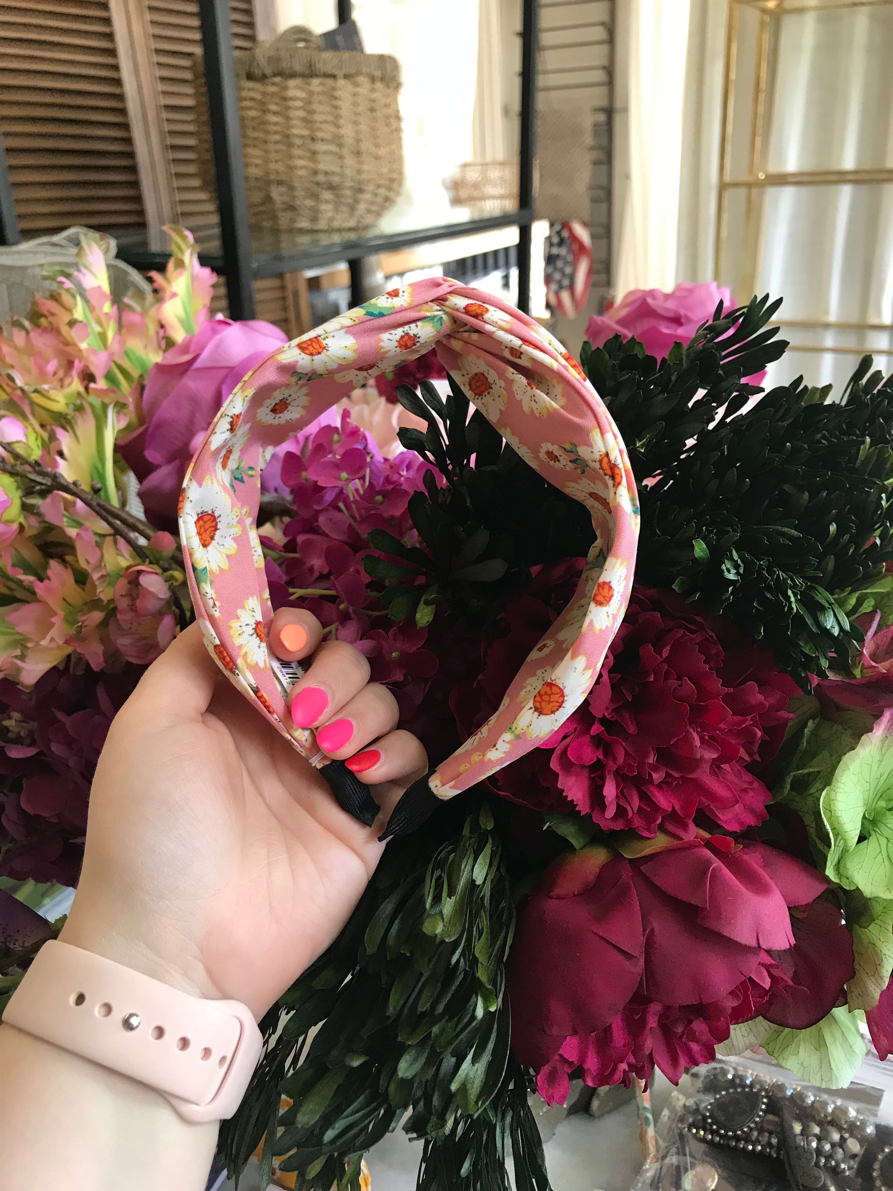 Pink Floral Knot Headband