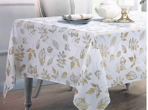 Metallic Gold Leaf Round Tablecloth