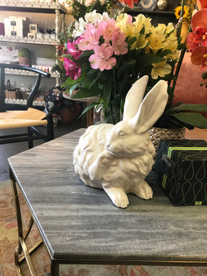 12” White Glazed Terracotta Bunny