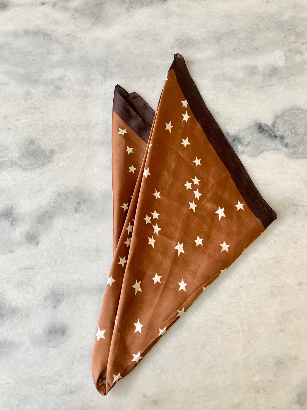 Silk Light Brown Scarf With White Stars
