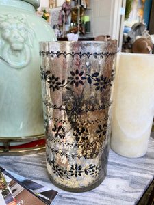 Mercury Glass Black Detailed Vase