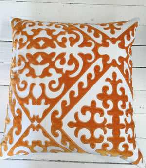 Orange Patterned Throw Pillow
