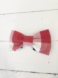 Red Plaid Dog Collar Bow Tie