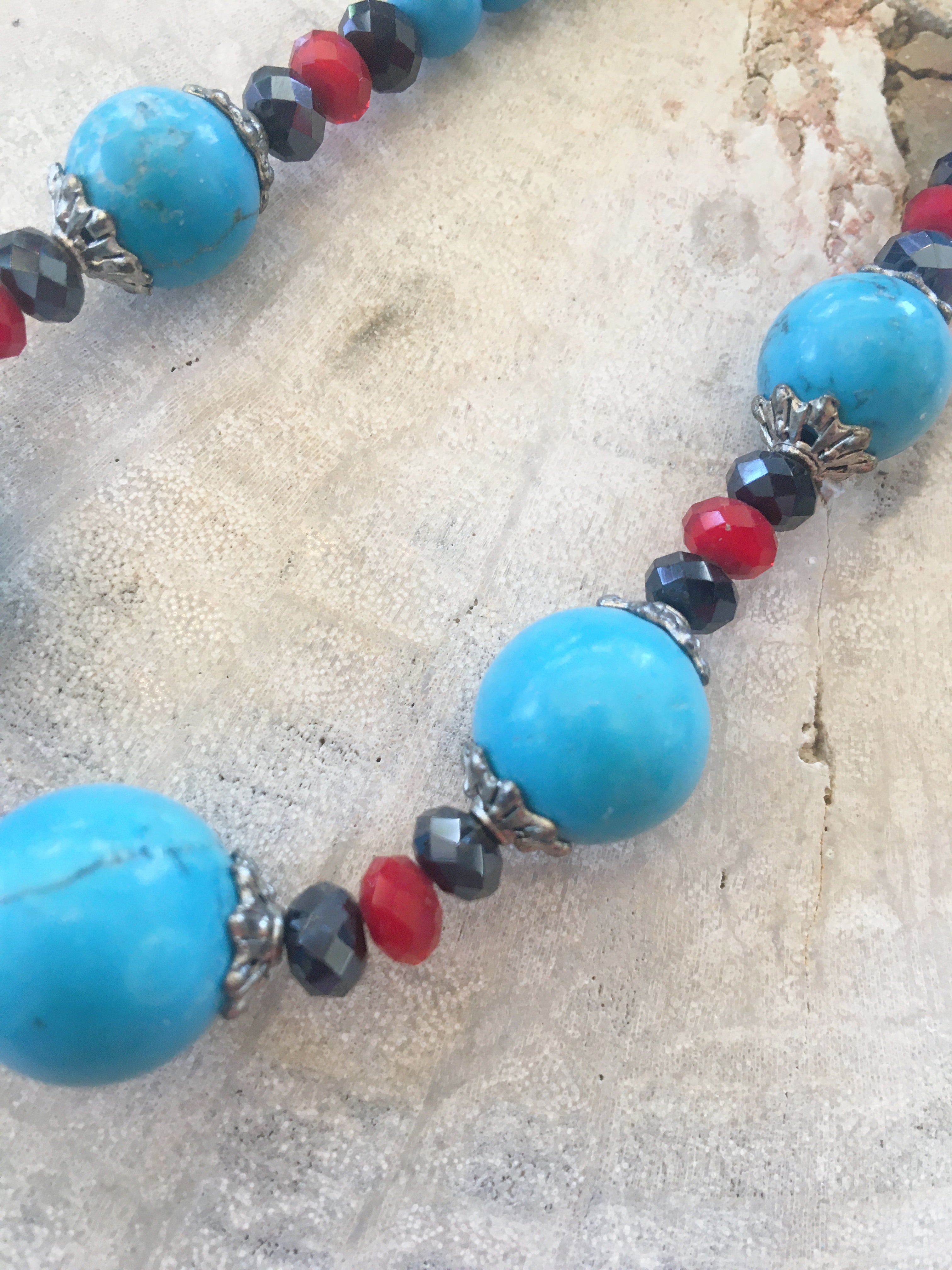 Red Accent Turquoise Necklace