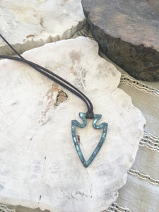 Blue Tint Metal Arrowhead Necklace