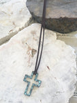 Teal Open Cross Necklace