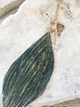 Dark Blue Feathered Gold Necklace