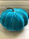 Teal Blue Velvet Pumpkin