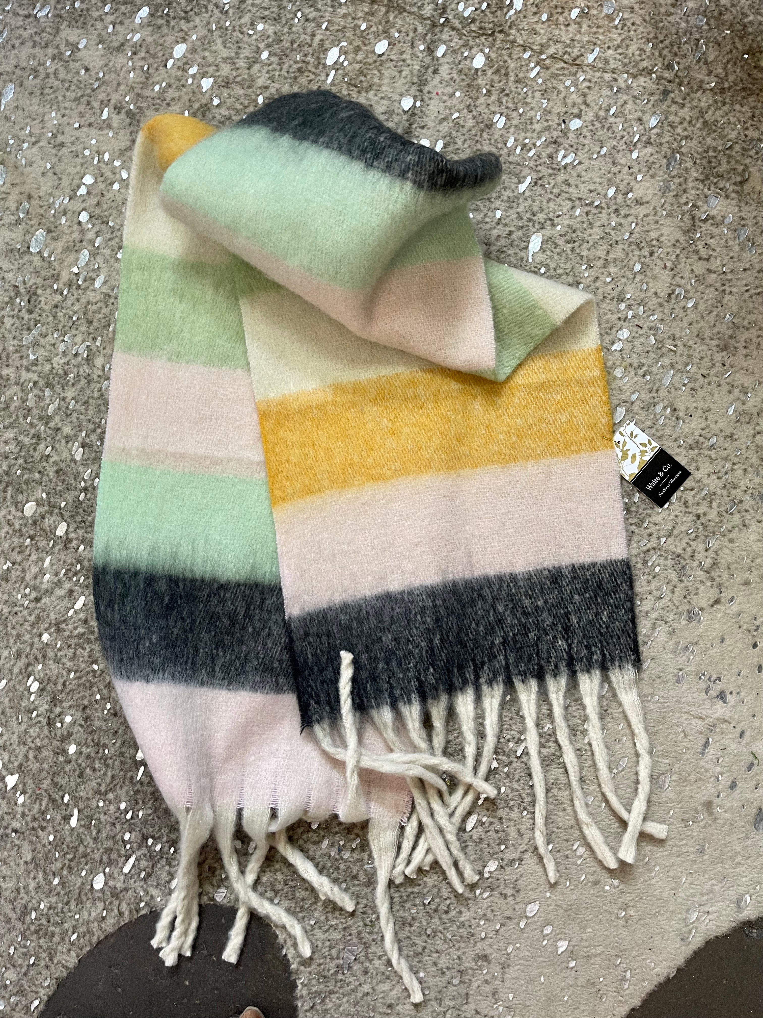 Multi pink,green and charcoal scarf