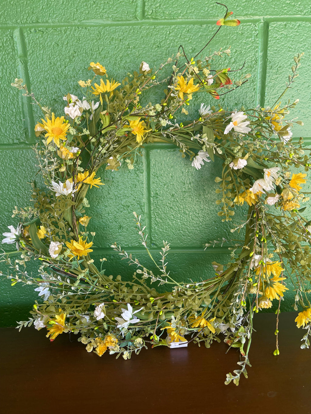 Yellow and White Spring Floral Wreath