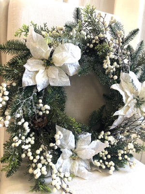 White Poinsettia Wreath