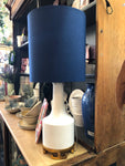White base lamp with blue shades